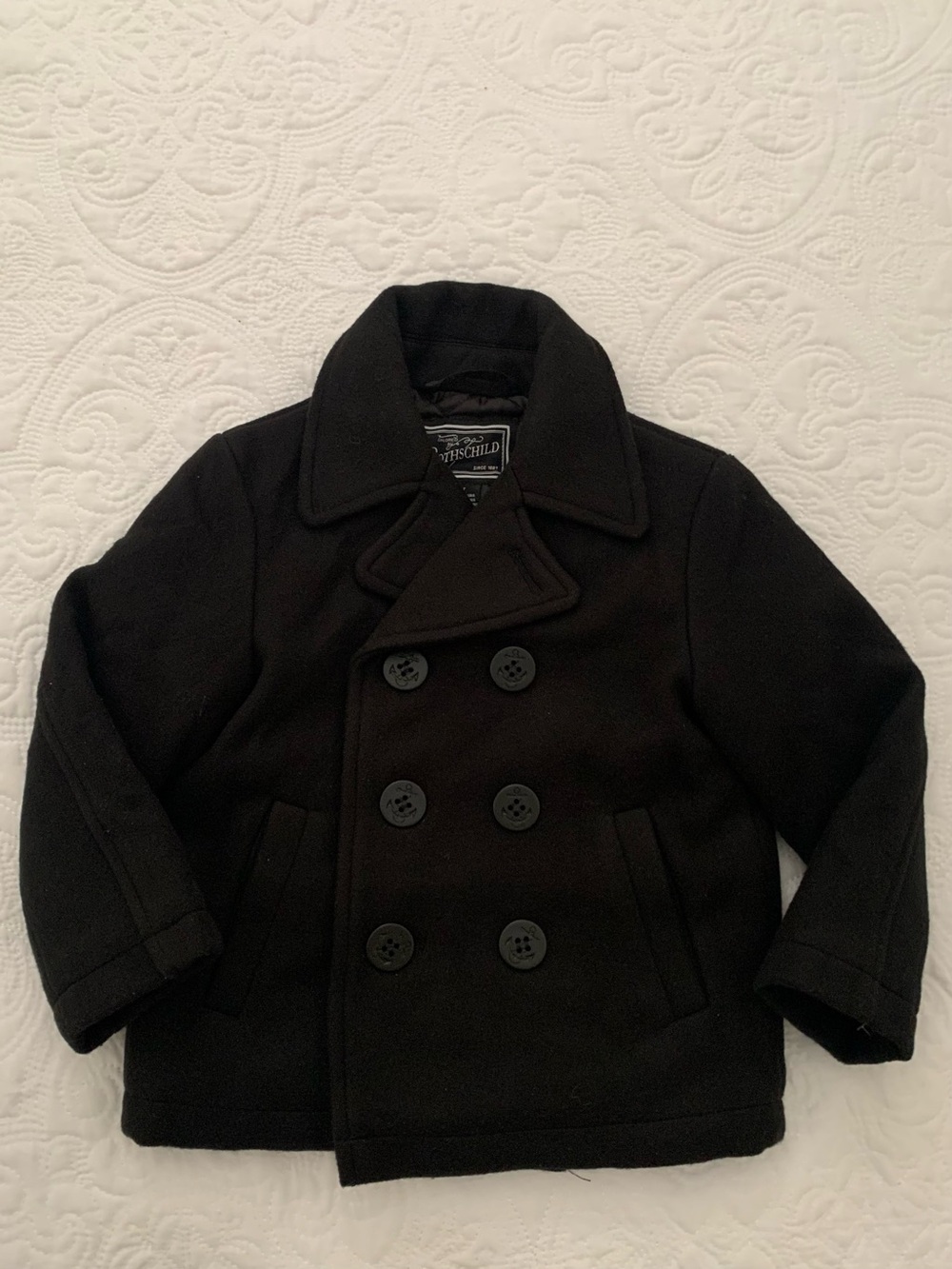 Rothschild Black Kids Double-Breasted Pea Coat